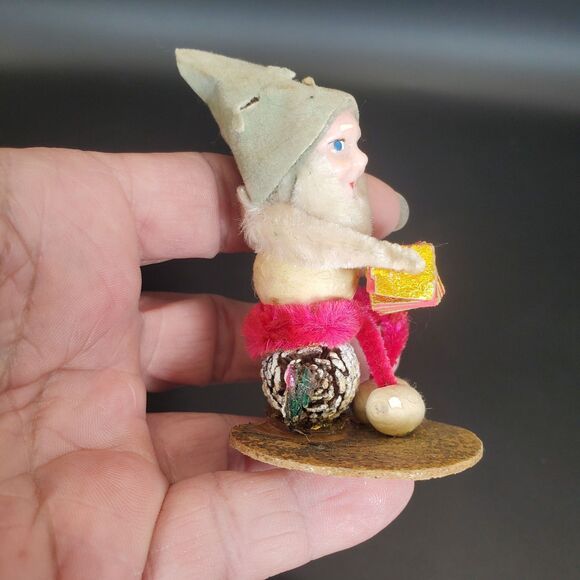 Vintage Pinecone Elf Accordion Player 1950s Christmas Ornament - Picture 6 of 6